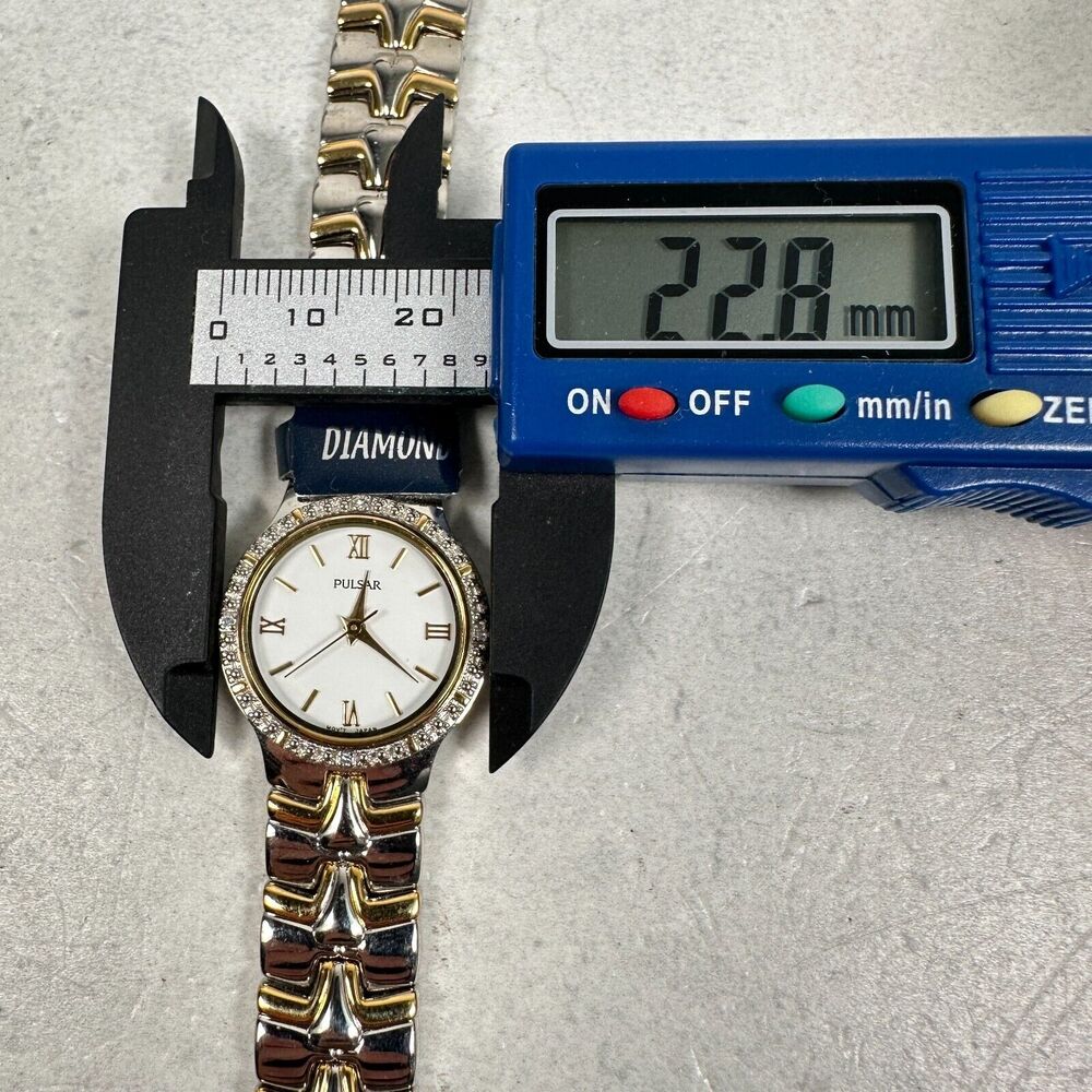 Pulsar Watch Womens 22mm Diamond Bezel White Dial Two Tone Elegant New Battery - Picture 11 of 12